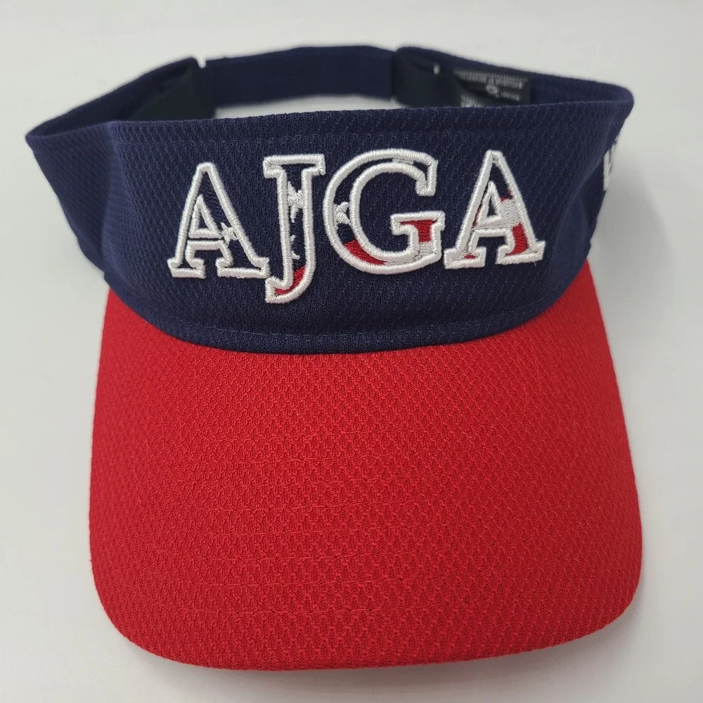 AJGA Visor Hat Adjustable New Era Blue Red Golf American Flag USA Logo Men
